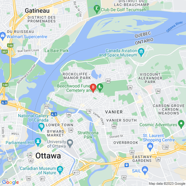 Ebony Services location map: Beechwood Ave., Ottawa, ON